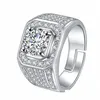 Pierścienie klastra Otwarte regulowane diamentowe zespoły palec sier mistrz sześcienne cyrkonia Pierścień dla mężczyzn biżuteria mody i piaszczysta deliv dhqq6