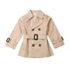 Vestes automne hivers enfant bébé fille Trench manteaux angleterre Style à manches longues ceinture coupe-vent boutons vêtements d'extérieur 2-7Y