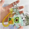 Key Rings Acrylic Quicksand Ring Fruit Ice Cream Oil Liquid Keychain Couple Car Handbag Hangs For Women Student Fashion Jewelry Will Dhkvd