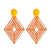 Dangle Earrings Exaggerated Vintage Orange Spray Paint Hollow Out Rhombus Drop 2023 Fashion Summer Beach Women's Jewelry Gift