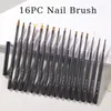 Brosses à ongles Eval 16 pièces brosse ensemble de luxe Gel couleur peinture dessin au trait motif faisant vernis professionnel 230606