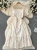 Casual Dresses Romantic Lace Embroidery Women's Princess Fashion Beads Summer Dress Vestidos P230606