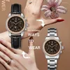 Armbanduhren FORSINING Damen Automatische Mechanische Uhr Mode Elegante Kleid frauen Uhr Echtes Leder Frauen Montre Femme
