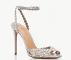 Zomer Luxe Aquazzura Tequila Sandaal Zomer Luxe Witte Sandalen Concerto Kristal Schoenen Perfecte Dame Hoge Hakken Feest Bruiloft 35-43