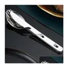 Spoons 3Pcs/Set Spoon Fork Knife Cutlery Set Stainless Steel Mtifunction Lock Catch Outdoor Sport Cam Flatware Tableware Hands Tool Dhrce