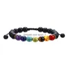 Koralikowe 7 Chakra Stone Stone Joga Strands Bransoletka Turkusowa agat uzdrawianie Nce Reiki Bransoletki Kobiety mężczyźni Modna biżuteria Drop dhgfd