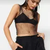 Damen Tanks Sommer 2023 Damen Sexy Diamanten Mesh Cropped Tank Top Ärmellos Strass Netz Party Club Crop