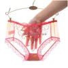 Pantes pour femmes fleur de broderie de rose Briefs de la taille basse en dentelle transparente sous-vêtements sexy lingerie desinger femmes drop de vêtements livrer dhnc8