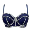 Tanks Camis 2023 denim Tube Diamond Beads Strapless Lace Rits Bustier Bra Night Club Party Vest Top vrouwen Nieuw P230605