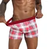 Underpants Men Plaid Boxer Briefs Soft Underwear Bulge Pouch Shorts Casual Comfortable Trunks Seamless Panties