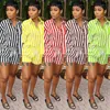 Women's Summer Fashion tracksuits sport suits Stripe Print Set Loose Shirt Two Piece Set women clothing sets
