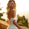 Vintage Off Ramerze Bohemian koronkowe sukienki ślubne Backless Sexy High Split Szyfon A Line Beach Bride Suknie Plus Matterity Boho proste szaty de Mariee Cl236