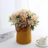 Decorative Flowers Artificial 10 Head Lily Fake Silk Bouquet Wedding Table Decoration Party Event Layout Home Living Room Floral