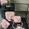 2023 Womens Shoulder Bag 3A Quality Marmont Purse Pink Girls Fashion Belt Bags Chain Handbag 18cm or 12cm 2 Size Luxury Genuine leather Crossbody bags Wallets