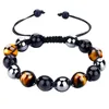 Bracciale con perline magnetiche in ematite con occhio di tigre in ossidiana da uomo con tripla protezione sanitaria in acciaio inossidabile da donna Drop Delivery J Dhb8V