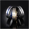 Band Rings Stainless Steel Groove Cross Blue Black Gold Finger Ring Women Men Fashion Jewelry Will And Sandy Drop Delivery Dhtdv