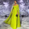 Arabic Dubai Evening Dresses Chiffion Cap Sleeves Strapless Long A Line Pleat Prom Formal Gowns Robe de Soiree Vestidos Feast