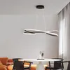 Lampy wiszące nowoczesne światło LED do jadalni czarny/biały kuchenna żyrandol sypialnia lampa lampa lampa/zdalne