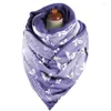 Halsdukar kvinnor vinter förtjockas varm stor triangel halsduk med klipp fjäril tryckt fast färg sjal wrap snood filt poncho