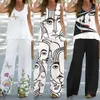 Women's Two Piece Pants Women 2 Outfits Boho Casual Printed Vest Work Suits For Office Womens Tall Pant Light Dress