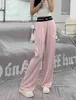 Calças femininas Capris Designer European Goods 2023 Summer New Elástico Cintura King Ice Silk Flacidez Fina Perna Larga Cool Feel Terno ZC41