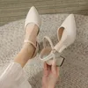 Heels Sandals Pointed Toe Mid Women Chunky Summer Shoes Party Fashion Pumps Slides Dress Sexy Slippers Flip-flops 2024 5