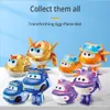 Action Toy Figures Super Wings Transforming Egg 3 formes Robots avions de voiture Transforming Deformation Avion Robot Figurines d'action pour les jouets Kis 230605