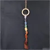 Hangers 7 chakra yoga tuimelde natuursteen auto muur hangende hanger kwastje edelsteen handgemaakte genezing thuis raam hangen ornament Dec Dhgwq