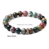 Perlé Vert Oeil De Tigre Indien Agate Noir Onyx Pierre Naturelle Perle Bracelet Brin En Acier Inoxydable Charme Bracelets Bracelet Hommes Femmes Fa Dhwrc