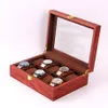 Watch Boxes & Cases Luxury Wooden Box Case Holder Stand Casket Display Storage Organizer 12 Seats Square Buckle Lock Present Cabin236Q