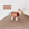 Objets décoratifs poupées d'animaux en bois massif ornements cadeaux pour enfants jouets en bois de famille modèles d'animaux de dessin animé