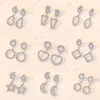 Stud Earrings Korean Fashion Moon Star Classic Geometric Women Zircon Dangle Earring Rear- Hanging Butterfly Ear Studs Party Jewelry