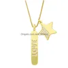 Colares com Pingente de Ouro 18K Cubic Zircon Loe Bar Colar Diamond Moon Star Hand Goden Chain For Women Men Hip Hop Fashion Jewelry Wi Dhujn