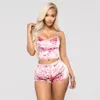 Women's Two Piece Pants Women 2 piece set Velvet Sleepwear Sexy Spaghetti Strap Shorts Pajamas Suit Ladies Casual Sleepwear Female Pajama Party Set 230606