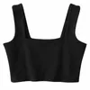 Débardeurs Femme Col Carré Chunky Strap Top Ajusté Crop Tank