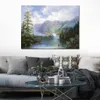 Handcrafted Canvas Art for Living Room Decor Fishing Near The Falls Modern Painting Realistic Landscape Beautiful