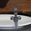 Chaînes Dague Exagérée Croix Crâne Pendentif Collier Mode Homme Rétro Métal Accessoire Bijoux De Fête