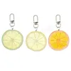 Creative Cartoon Simulated Lemon Slices Model Geometric Keychain for Women Girls Fruit Series Car Bag Accessories Key Ring