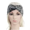 Headbands Leaf Print Cross Headband Bows Women Turban Twisted Hair Band Wraps Headwraps Fashion Will And Sandy Gift Drop Delivery Je Dhef5