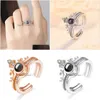 Cluster Rings 2In1 Crown Ring Je t'aime en 100 langues Projection pour les femmes Fashion Fine Jewelry Drop Delivery Dhvyc