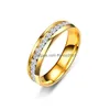 Bandringe Edelstahl Diamant Ring Kristall Verlobung Hochzeit Einfache Reihe Gold Frauen Modeschmuck Will und Sandy Drop Lieferung Dhqls