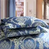 Bedding sets European style satin jacquard beding set luxury Solid color Textile duvet cover set king size Double bed bedspreads be39 230605