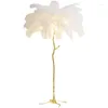 Stehlampen Moderne Luxus Straußenfeder Lampe Gold Harz Ecke Licht Art Deco Stehend für Wohnzimmer Dekor Schlafzimmer Beleuchtung