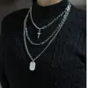 Multi-couche longue chaîne collier Punk croix pendentif colliers pour femmes hommes pull chaînes en métal Hip Hop Goth bijoux cadeaux