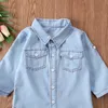 T-shirt Marca Toddler Infant Bambino Bambini Neonati maschi Camicia di jeans T-shirt a maniche lunghe Top Abbigliamento Tasca Abbigliamento casual 1-6T 230605