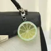 Chaveiro geométrico modelo fatias de limão simulado de desenho animado criativo para mulheres, meninas, série de frutas, bolsa para carro, acessórios, chaveiro