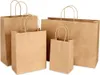 Gift Wrap Kraft Paper Gift Bags With Handles 10/20/25/30/50/100PCS Shopping Carry Craft Brown White Bag DIY Bag Party Festive Supplies 230605