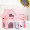 Nieuwe Roze Houten Hamster Huis Villa Effen Wasbare Rat Huizen Hamster Spelen Cavia Kooi Hamster Cavia Huis Huisdier Accessoires ZG0012