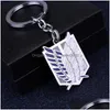 Hearchains Lanyards Attack on Titan Keychain Wings of Liberty Dom Scouting Legion Eren Keyring Key Holder Chain Ring New Jewelry WH DHQVF