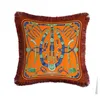 Luxury Saddle Printing Pillow Cover European Style Tassel Pillow Case Living Room Sofa Decorative Cushion Cover 2023070931